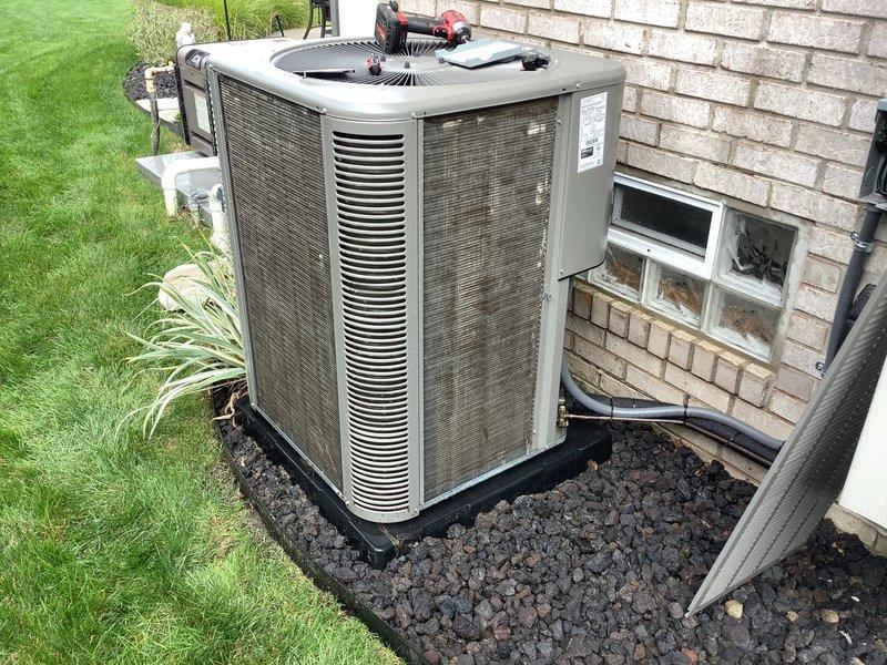 Completed comprehensive Air Care Heating and Cooling recurring maintenance service on residential outdoor condensing unit. Performed standard system inspection, verified operational status of all components including condenser coil, fan assembly, and refrigerant service ports, and documented equipment condition through photographic records. Unit found to be in proper working order with adequate airflow, correct mounting on vibration-dampening pad, and appropriate clearances maintained from structure.