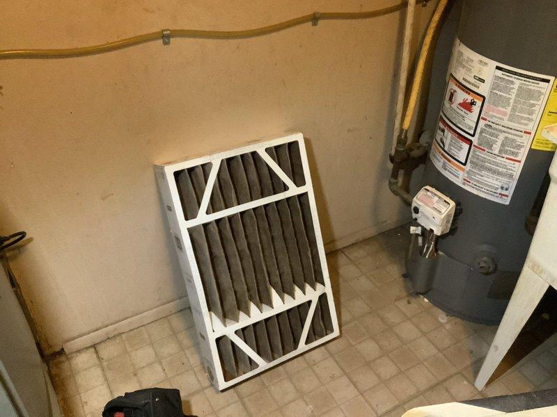 Responded to service call for 4-year-old furnace system located in basement. Homeowner reported concerns about condensate pipe discoloration with yellow water present after attempting self-cleaning, and requested filter replacement. Upon arrival, inspected HVAC air handler unit and condensate drainage system. Replaced dirty air filter with new filter to restore proper airflow and system efficiency. Examined condensate piping and drainage components, addressing homeowner's concerns about discoloration. Performed visual inspection of furnace components, electrical connections, and associated mechanical systems. Verified proper operation of air handler unit and confirmed system functionality. All equipment operating within normal parameters upon completion of service.