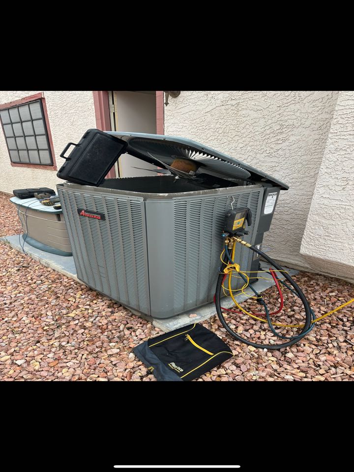 Las Vegas, NV - Replace leaking coil in Amana AC unit with new RUUD air conditioner LOS PRADOS community 