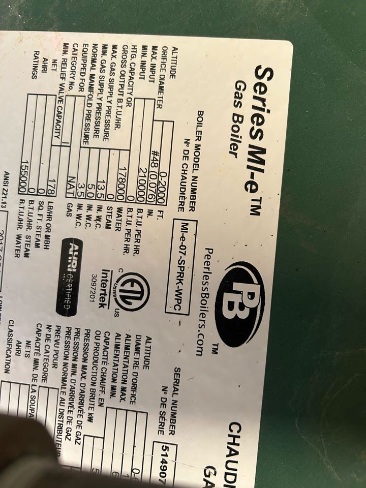 TDH diagnostyk no beta on peerless hot water boiler