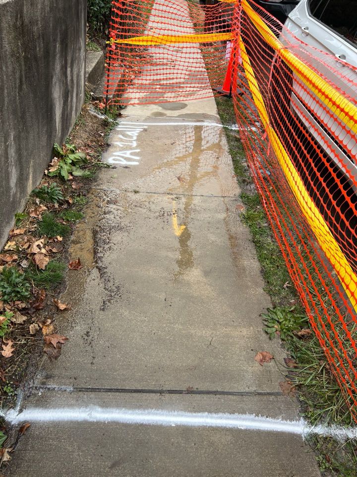PA 1-Call markings for water service line replacement in Bellevue. 