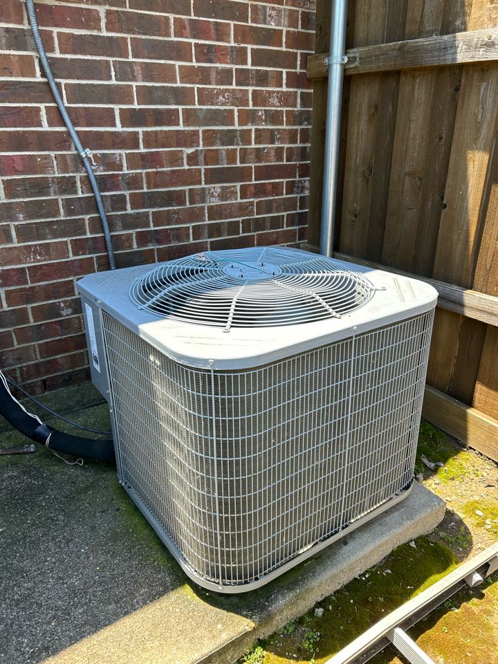 Maintenance on residential HVAC system in Rockwall, Texas. 