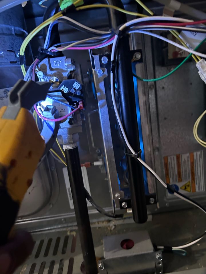 Here in the canyon called residential neighborhood of flower mound tx performing hvac maintenance 