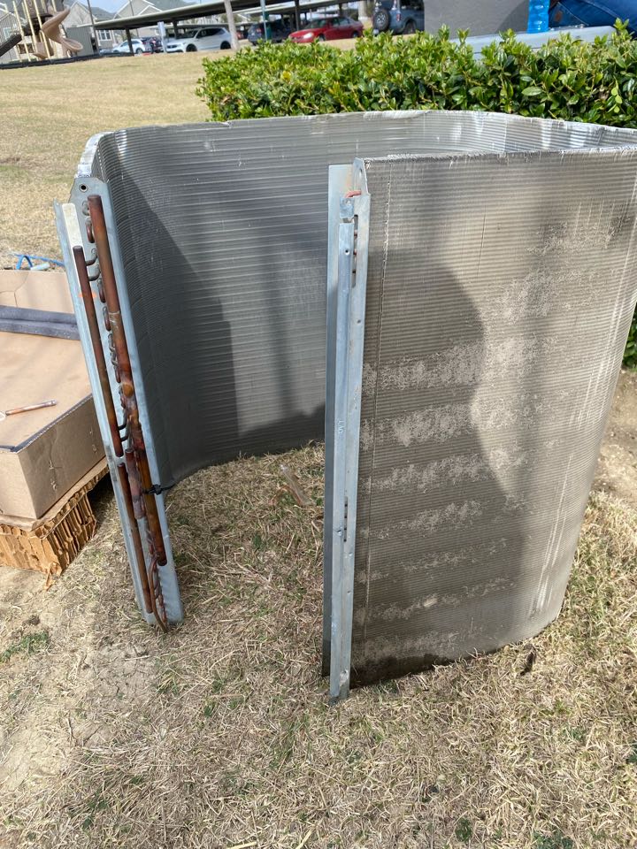 Replacing this condenser coil that had a leak in Little Elm, Texas