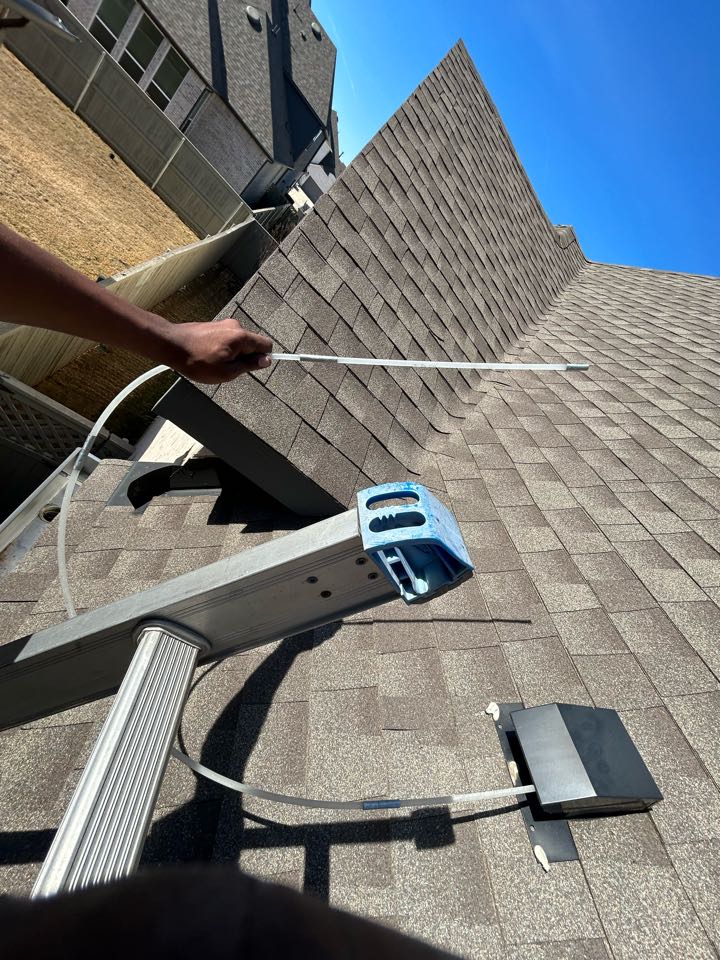 Here in Northlake Tx performing a dryer vent cleaning 