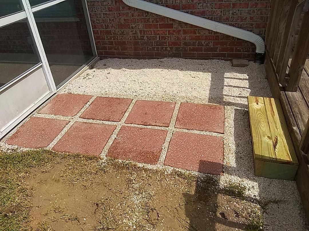 Installed French drain, installed handrail caps, adjusted latch on gate, landscaped walkway between deck and patio. Installed French drain, installed handrail caps, adjusted latch on gate, landscaped walkway between deck and patio.