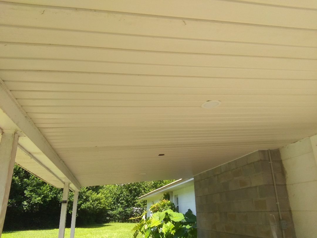 Installed vinyl soffit over back porch. Installed vinyl soffit over back porch.