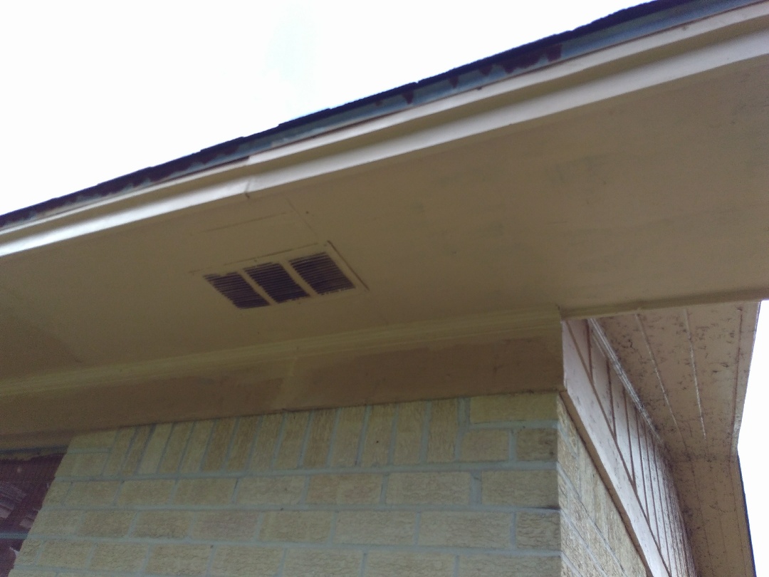 Repaired rotten fascia board and rotten soffit. Repaired rotten fascia board and rotten soffit.