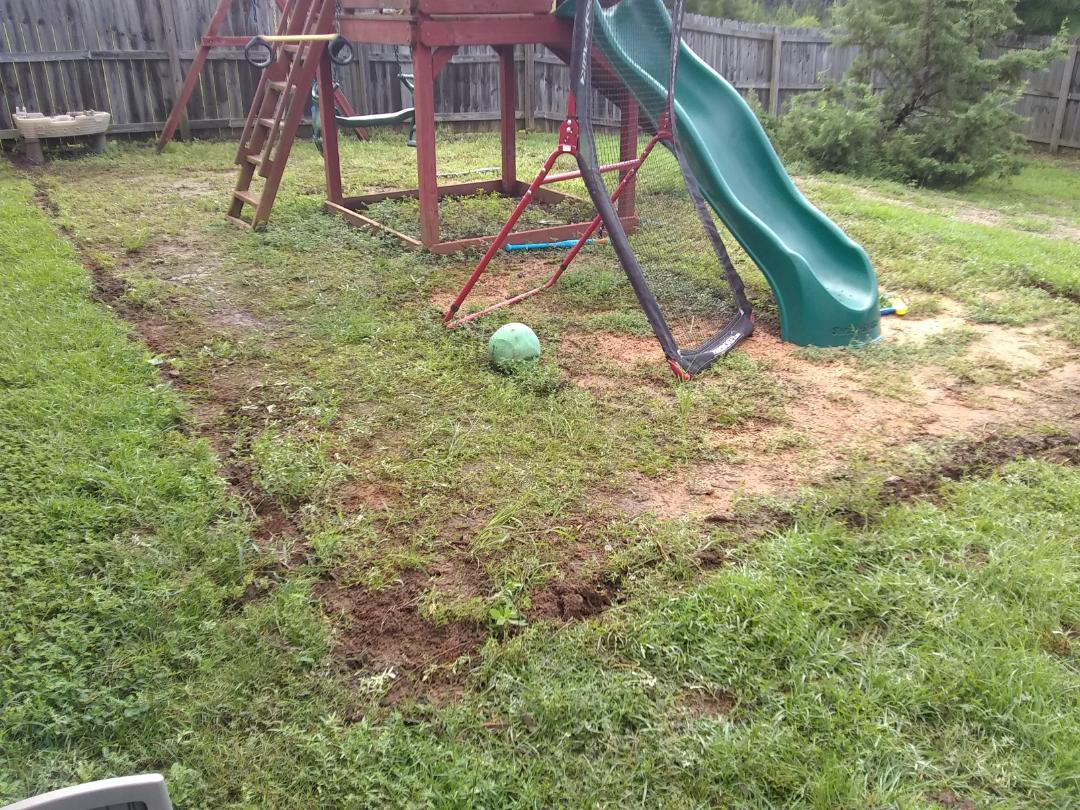 Removed rotten landscape timbers from around garden and jungle gym. Removed rotten landscape timbers from around garden and jungle gym.