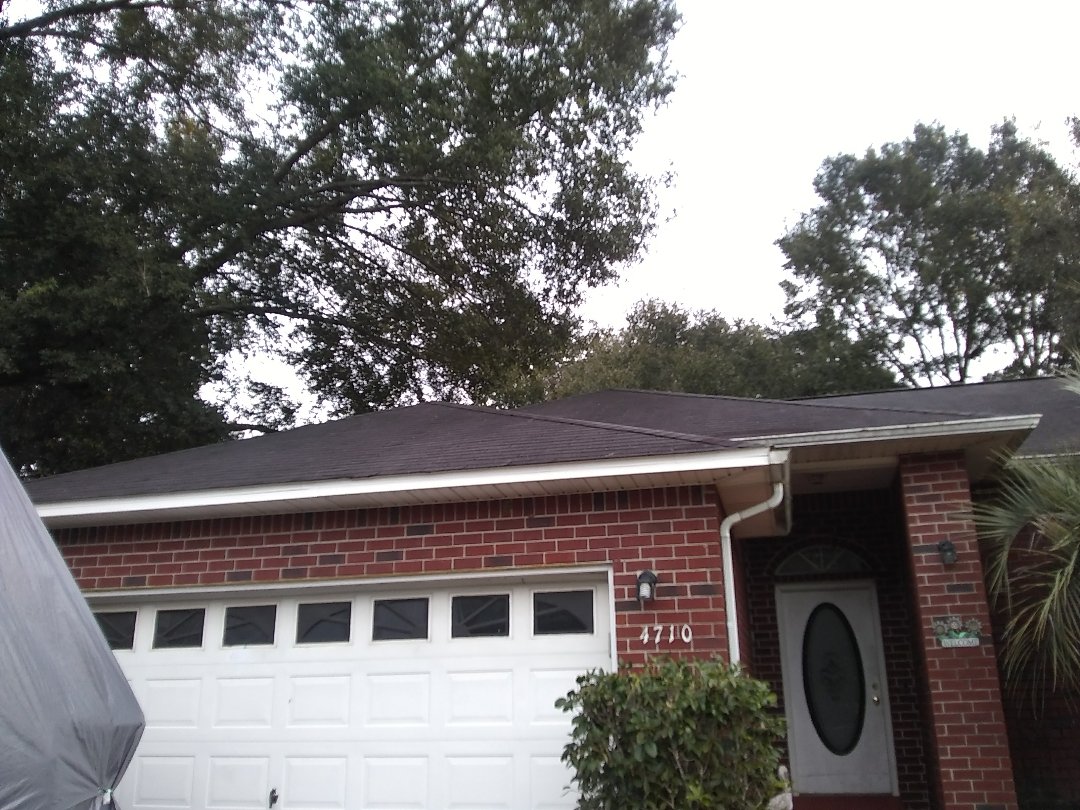 Trimmed limbs off of roof and cleaned gutters. Trimmed limbs off of roof and cleaned gutters.