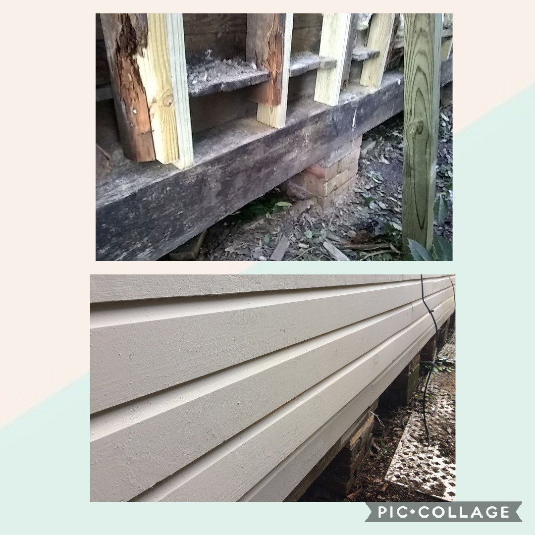 Replaced wall support beams and wood siding Replaced wall support beams and wood siding