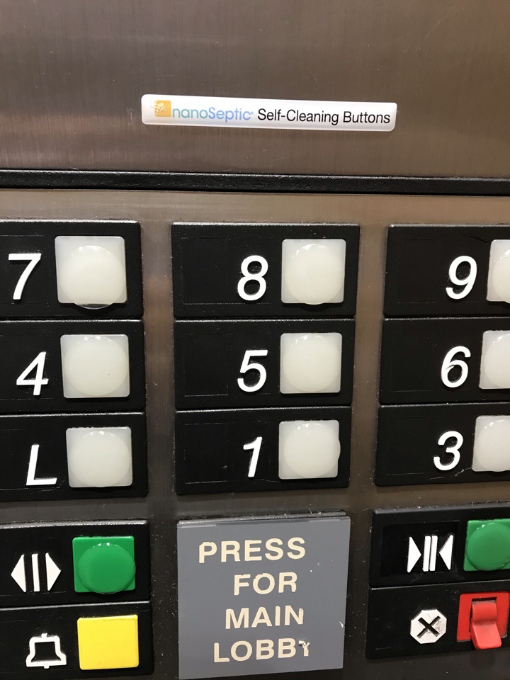 Stamford, CT - Self cleaning buttons on the elevator at 6 Landmark Square. Stamford, CT - Self cleaning buttons on the elevator at 6 Landmark Square.