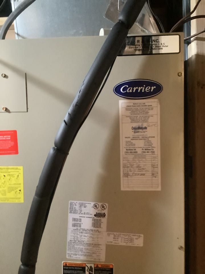 Great Falls, VA - Before, Carrier Heat Pump Not Heating Properly, Electric Heat Not Working, Dirty Coil, Heat Pump Replacement Estimate, Repair Estimate 