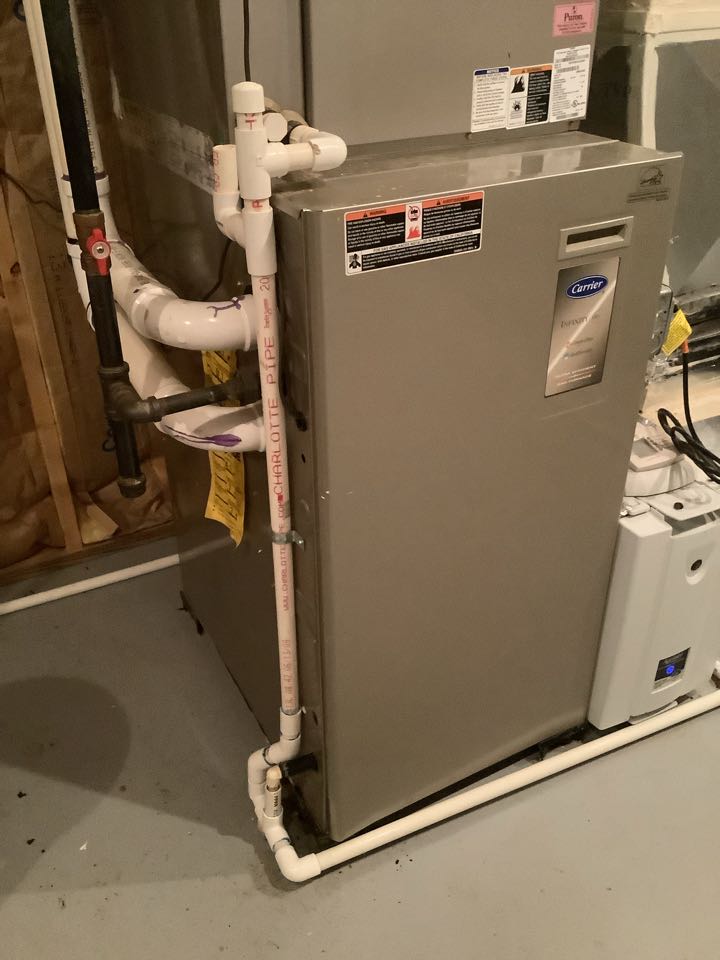 McLean, VA - Before, Carrier Gas Furnace Leaking, Condensate Line Repair, Clogged Condensate Line