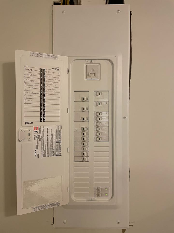 McLean, VA - Electrician, master, electrician, panel, change, heavy up, surge, protection, whole house, surge protection, AFC, add outlet, add outside outlet, Livington, Luton, permit.