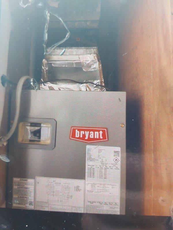 Completed installation of a Bryant complete HVAC system, including Bryant FJ5ANXA18L00 air handler with 10Kw heat and Bryant GA4SAN518 condensing unit. Installation included proper electrical connections with disconnect, whip, and fuses, with appropriate circuit breaker connections for both heating and air conditioning components. Customer retained previous 2022 air handler per request.