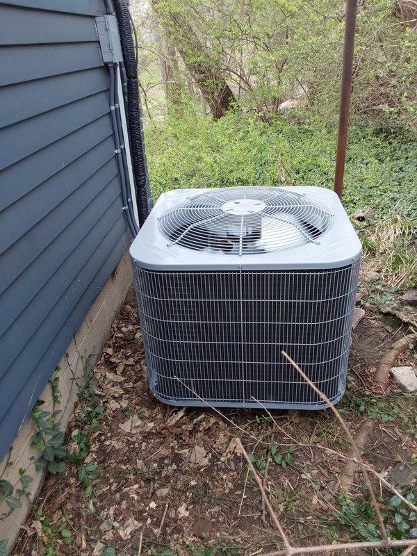 Completed installation of a complete HVAC system including a Bryant 3-ton AC unit (GA4SAN536), matching CVAVA3621 coil, and Bryant 912SE60100m21 100,000 BTU 90% efficient furnace. Installation included new thermostat, sheet metal connections to existing flue, electrical components (disconnect, whip, pad, fuses), and proper disposal of old equipment per EPA specifications.