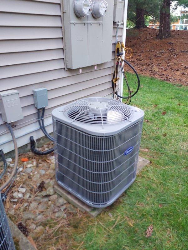 Relocated complete HVAC system from ceiling to hallway closet, installing 1-Bryant FJ5ANXA18L00 air handler with 8 kW electric heat pack and 1-Bryant GA4SAN51800N 1.5-ton 14 SEER condenser with R-454B refrigerant. Flushed and extended existing refrigerant lines to new closet location, fabricated and installed sheet metal connections to existing supply and return ductwork, and completed miscellaneous ductwork modifications for proper airflow. Installed outdoor disconnect, whip, pad, and fuses, obtained permit, and left existing equipment on-site for maintenance purposes.