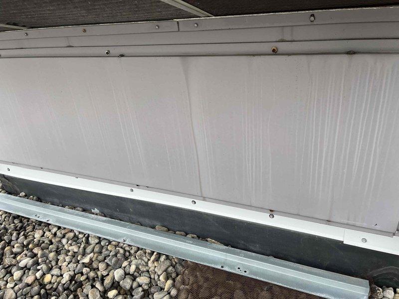 Conducted rooftop estimate for replacement of original 20+ year-old RTU at a school/daycare facility that had ceased operation. Documented existing equipment condition showing heavily soiled condenser coil with significant dirt and debris accumulation, extensive streaking and discoloration on exterior panels, and overall deterioration consistent with age and end of service life. Coordinated roof access and assessed replacement requirements for commercial rooftop unit.