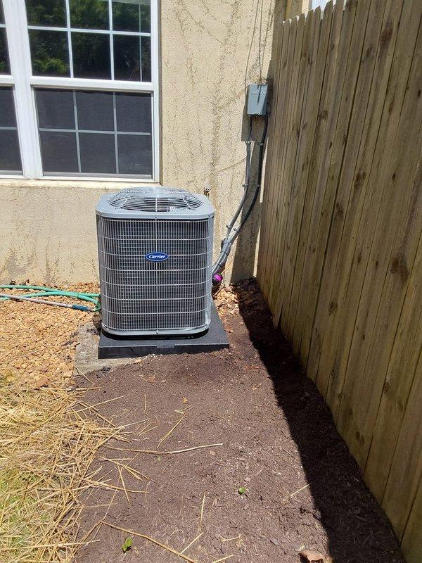 Completed commercial air conditioning and evaporator coil replacement at multi-family property, installing Bryant GA4SAN524 2-ton 14 SEER condenser with R454 refrigerant and Bryant CVAVA2414 evaporator coil. Performed pre-installation furnace inspection as requested, rebuilt supply plenum to accommodate new coil, flushed and reused existing refrigerant lines, and installed new outdoor disconnect with whip. Properly disposed of old equipment per EPA regulations, ensuring system is operational and compliant with current refrigerant standards.
