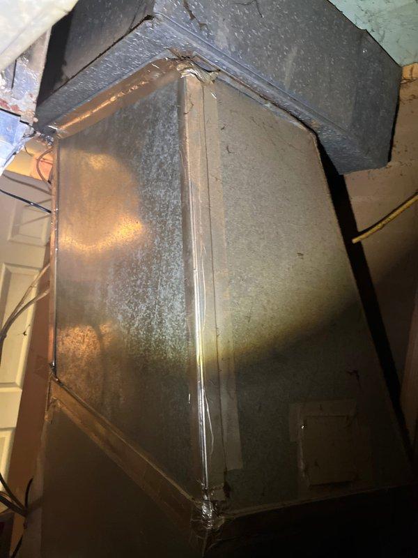 Completed estimate for air conditioning and gas furnace system replacement. Inspection revealed significant condensation accumulation on attic-mounted ductwork indicating inadequate insulation and potential temperature differential issues. Evaluated existing electrical disconnect with fuse-type protection and outdoor condensing unit with condenser fan assembly. Provided comprehensive replacement options addressing condensation concerns, proper equipment sizing, and updated electrical protection requirements.