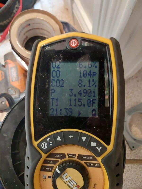 Completed installation of Legacy Gas Furnace model 912SE42060M17. Performed comprehensive combustion analysis and system diagnostics using calibrated testing equipment, verifying oxygen levels, carbon monoxide, carbon dioxide, and temperature differentials. Recorded supply temperature of 123.3°F, return temperature of 78.9°F, and temperature rise of 50.5°F, confirming proper heat exchanger operation and airflow within manufacturer specifications. Measured static pressure at 3.46 inches of water column. All safety controls, venting, and gas connections tested and operational. System commissioned and left in full working order with proper combustion efficiency verified.