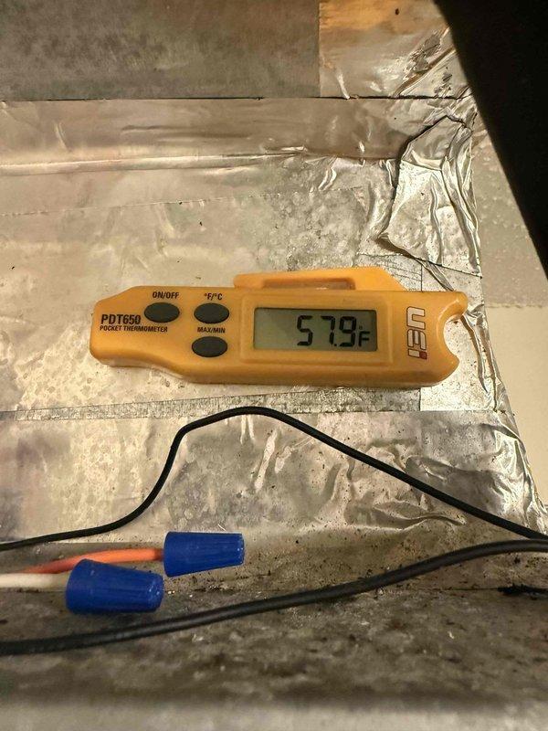 Completed commercial HVAC warranty service by replacing defective evaporator coil and dissipation board with sensor on unit FMA5X24. Retrieved replacement components from shop inventory, installed new parts, and verified system operation with thermostat set to 90°F and supply air temperature reading 57.9°F, confirming proper cooling performance.