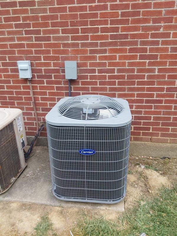 Completed commercial HVAC installation including a Bryant GA4SAN52400N 2-ton 14 SEER condenser utilizing R-454B refrigerant and CVAVA2417 evaporator coil. Flushed and reused existing refrigerant lines, fabricated sheet metal connections to existing supply and return ductwork, installed outdoor disconnect with whip and pad fuses, and obtained necessary permit for the installation.