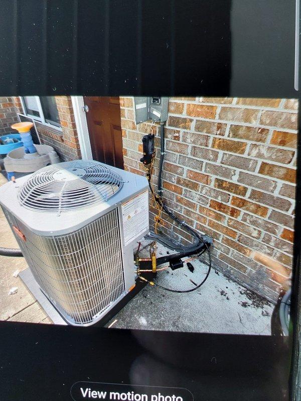 Completed full commercial HVAC system replacement including installation of Bryant GA4SAN524 2-ton 14 SEER condenser with R-454B refrigerant and First Company 24RAQ-3 hot water fan coil air handler. Flushed existing refrigerant lines, installed new outdoor disconnect with pad and whip, verified system pressures and superheat/subcooling readings within manufacturer specifications, and disposed of old equipment per EPA regulations.