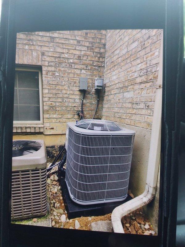 Completed full commercial HVAC system installation including First Company 24RAQ-3 hot water fan coil unit (model GA4SAN524, 2 ton, 14 SEER) with new condenser unit mounted on exterior pad. Installation included electrical disconnect with whip and fuses, custom sheet metal fabrication for supply and return ductwork connections, and proper disposal of existing equipment per EPA regulations. All work performed under permit with electrical panel integration, conduit runs, and system commissioning completed to manufacturer specifications.
