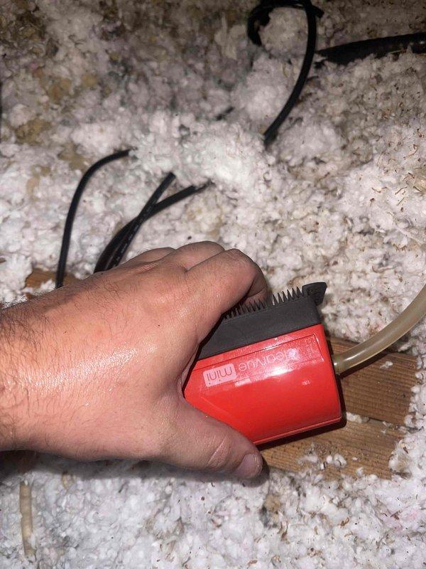 Responded to no cooling call and accessed attic-mounted air handler to diagnose system failure. Upon inspection, identified failed run capacitor as root cause of compressor not starting. Replaced defective capacitor with proper rated component, verified all electrical connections, and tested system operation. Unit now cooling properly with normal amperage draw and temperature differential across coil.