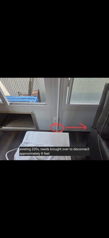 Conducted estimate for complete HVAC system replacement at residential property where existing unit is non-operational and customer is currently relying on portable cooling units. Assessed electrical infrastructure including main breaker panel with mixed circuit breaker configuration and documented current 220-volt power supply location approximately 6 feet from required disconnect position for new equipment installation. Replacement will require relocation of existing 220-volt electrical connection to proper disconnect location to meet code requirements and equipment specifications.