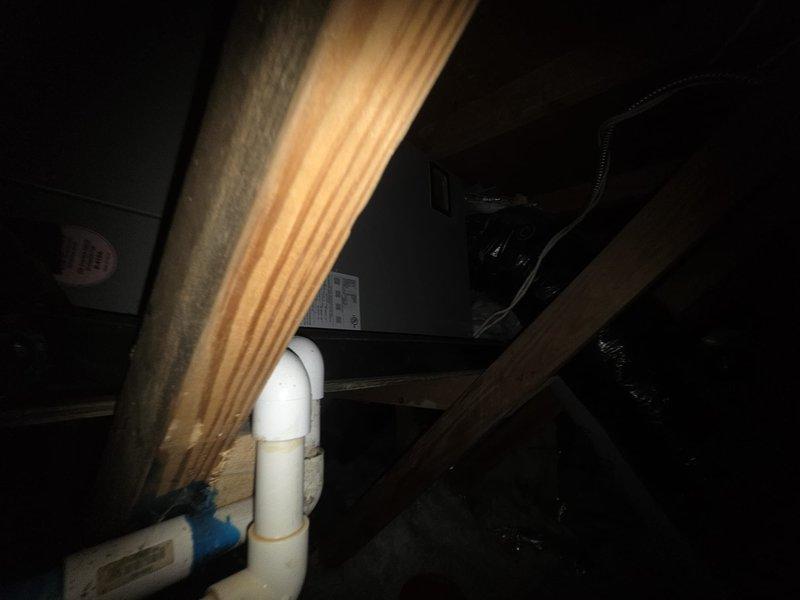 Provided estimate for replacement of second-floor geothermal unit requiring compressor replacement with extended lead time for parts. Assessed existing equipment condition in attic space and documented mechanical system accessibility, structural components, and ventilation setup for replacement planning.