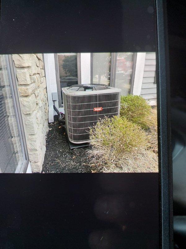 Completed full HVAC system installation including 14 SEER2 single stage air conditioner (2.5 ton, R454B refrigerant), 80% single stage gas furnace, and cased vertical evaporator coil. Installed new outdoor condenser pad and disconnect box with fuses, replaced filter drier and filter rack with proper orientation, purged lineset with nitrogen and performed pressure leak test to verify system integrity. Reconnected unit to existing ductwork and gas line, and installed Honeywell FocusPro thermostat to replace existing unit.