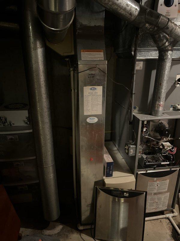 Conducted comprehensive assessment of 21-year-old residential furnace system requiring blower motor replacement. Evaluated existing HVAC equipment including furnace unit, ductwork configuration, and Aprilaire thermostat to provide complete system replacement estimate due to age and current mechanical failure.