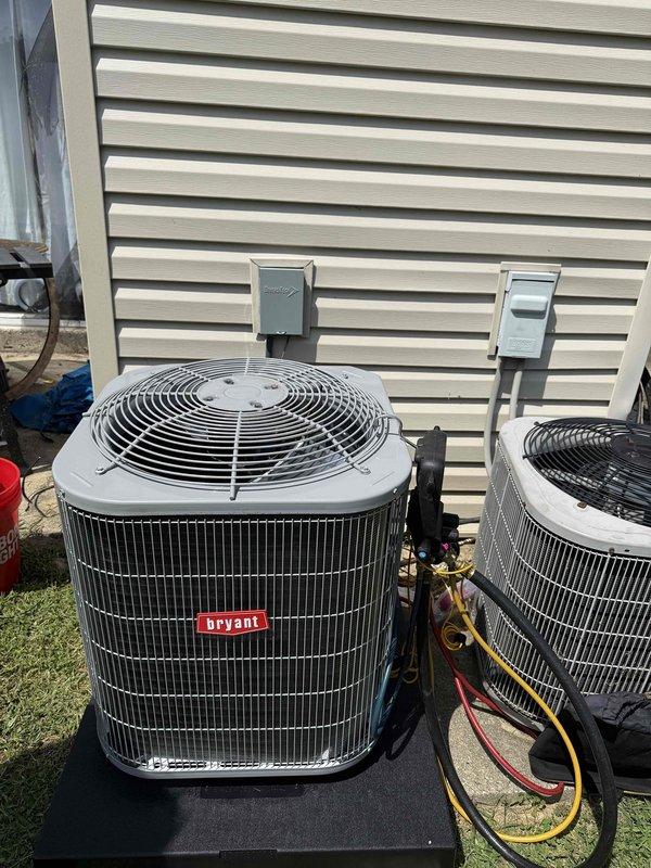 Completed commercial HVAC system installation including Bryant GA4SAN51800N gas furnace, 800SB36070 condenser unit, and CVAVA2414 evaporator coil. Installed new equipment pad, electrical whip, and disconnect switch for proper system operation. Verified 240V power supply to outdoor unit and confirmed all electrical connections meet code requirements. Properly disposed of existing equipment following EPA refrigerant recovery specifications. System commissioned and operational upon completion.