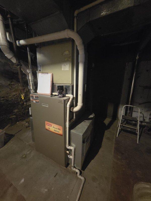 Provided estimate for Energy Recovery Ventilator (ERV) installation to improve indoor air quality. Assessed existing Bryant furnace system in basement utility area and evaluated exterior wall penetration requirements for fresh air intake and exhaust terminations. Documented equipment location and recommended installation specifications.
