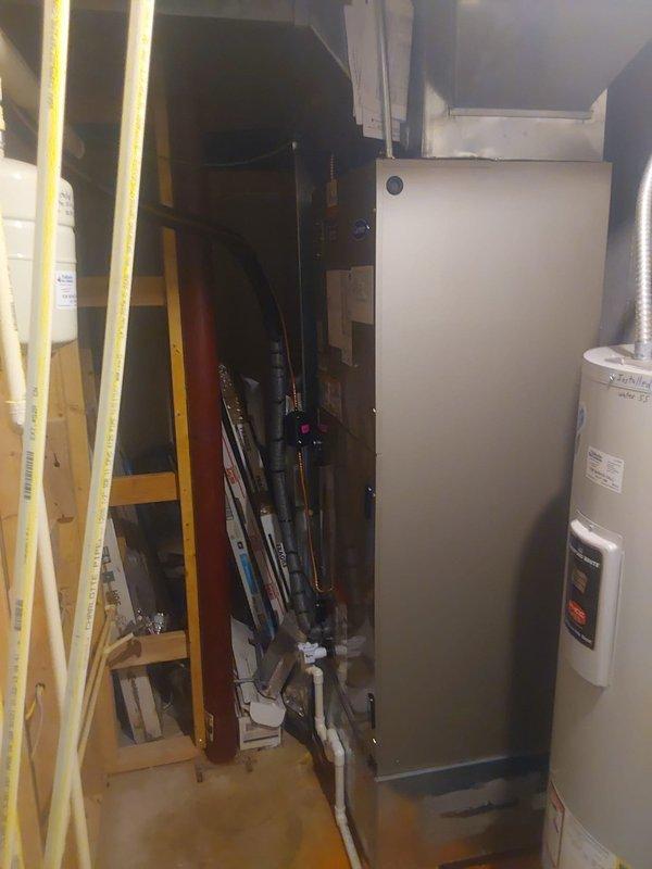 Completed full commercial HVAC system installation consisting of a 235SAP06000A 5-ton 3-phase heat pump outdoor unit and FJ5ANXD60L00 5-ton 3-phase air handler with 15kW heat pack. Installed new outdoor condenser pad, electrical disconnect with fuses, thermostat, refrigerant lineset, and P-trap for condensate drainage. Reconnected system to existing ductwork and drain line while reusing existing return box. Removed and properly disposed of old equipment in accordance with EPA regulations.