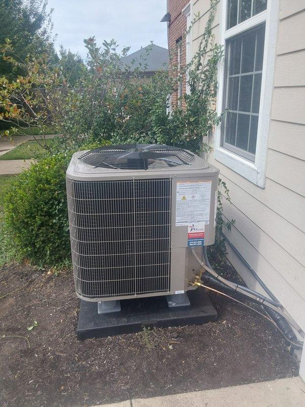 Completed full commercial HVAC system installation consisting of a 235SAP06000A 5-ton 3-phase heat pump outdoor unit and FJ5ANXD60L00 5-ton 3-phase air handler with 15kW heat pack. Installed new outdoor condenser pad, electrical disconnect with fuses, thermostat, refrigerant lineset, and P-trap for condensate drainage. Reconnected system to existing ductwork and drain line while reusing existing return box. Removed and properly disposed of old equipment in accordance with EPA regulations.