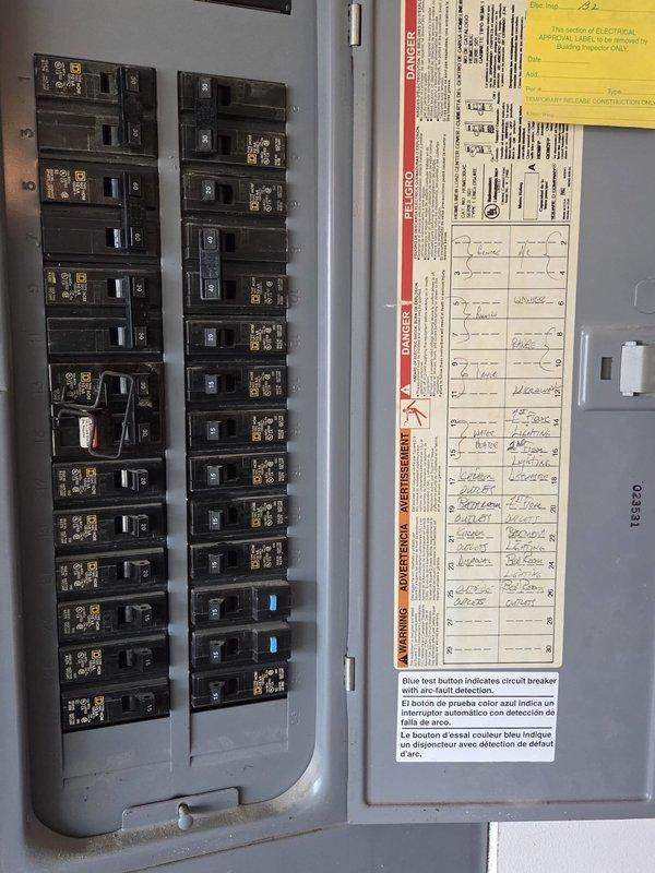 Conducted comprehensive estimate for complete HVAC system replacement on a 23-year-old original equipment installation in a 2003-built ranch-style tri-level home with basement furnace location. Property currently has no air conditioning system. Evaluated existing ductwork configuration measuring 1750 CFM capacity with documented duct dimensions of 8x10 (900 CFM) and 8x18 (860 CFM) sections. Assessed electrical panel capacity and circuit availability for new equipment installation. Recommended Goodman air handler with 10kW heating element and 2-ton cooling capacity, single-phase configuration. Specified reuse of existing air filter housing and replacement of thermostat. Noted average access and removal difficulty rating for equipment replacement in basement location.