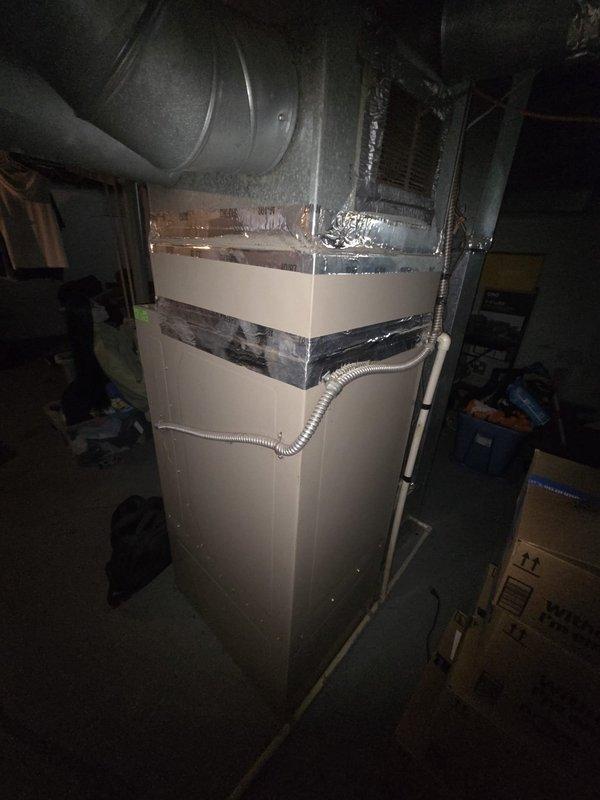 Performed comprehensive estimate for complete HVAC system replacement on 25+ year-old air conditioning and furnace unit. Homeowner gathering multiple quotes to plan for future replacement and coordinating with home warranty coverage. Documented existing Honeywell thermostat wiring configuration and photographed current furnace installation in basement location for accurate equipment sizing and replacement specifications.