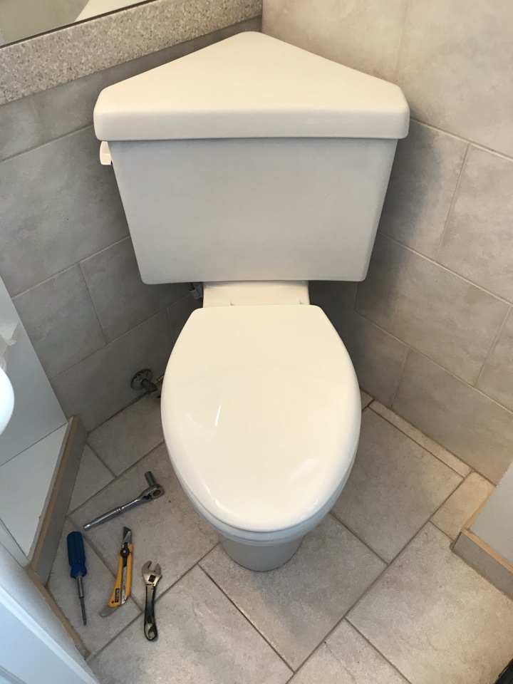 Just finished installing a nice new corner I Toilet Just finished installing a nice new corner I Toilet