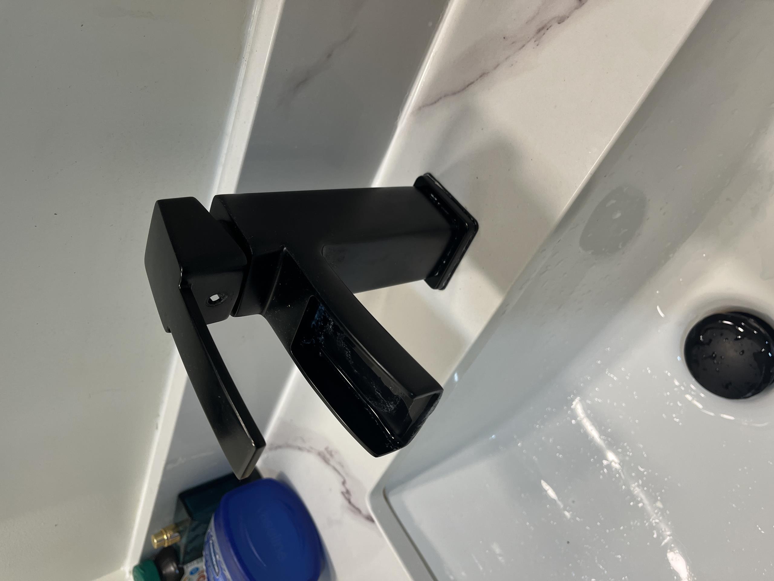 Repaired basin faucet and toilet 