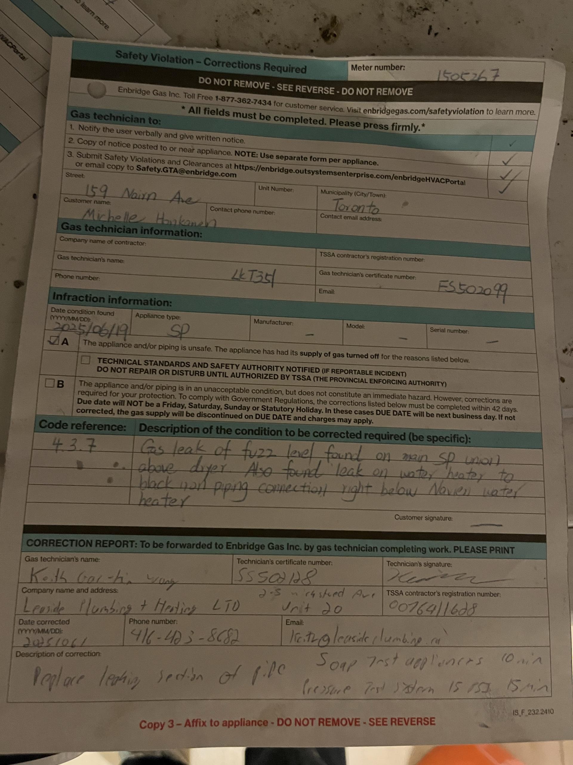 Repair Gas Leak