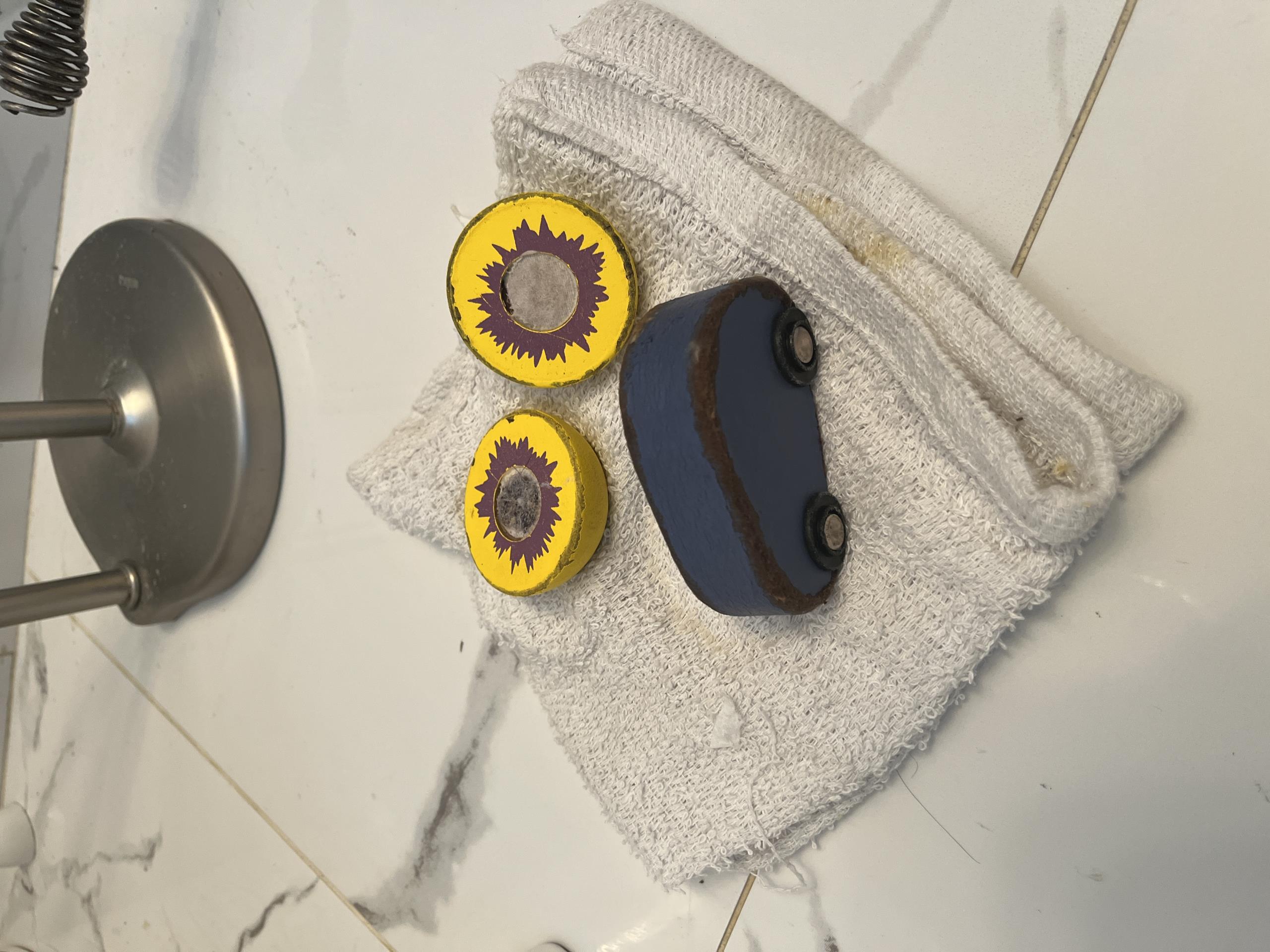 Removed toilet and flipped upside down in order to remove blockage due to children’s toys