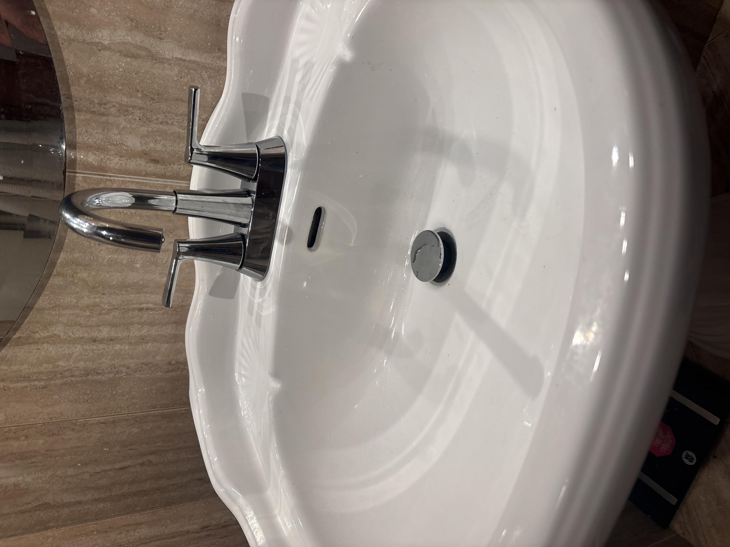 install basin faucet, clean shower drain, & investigate possible leak in basement