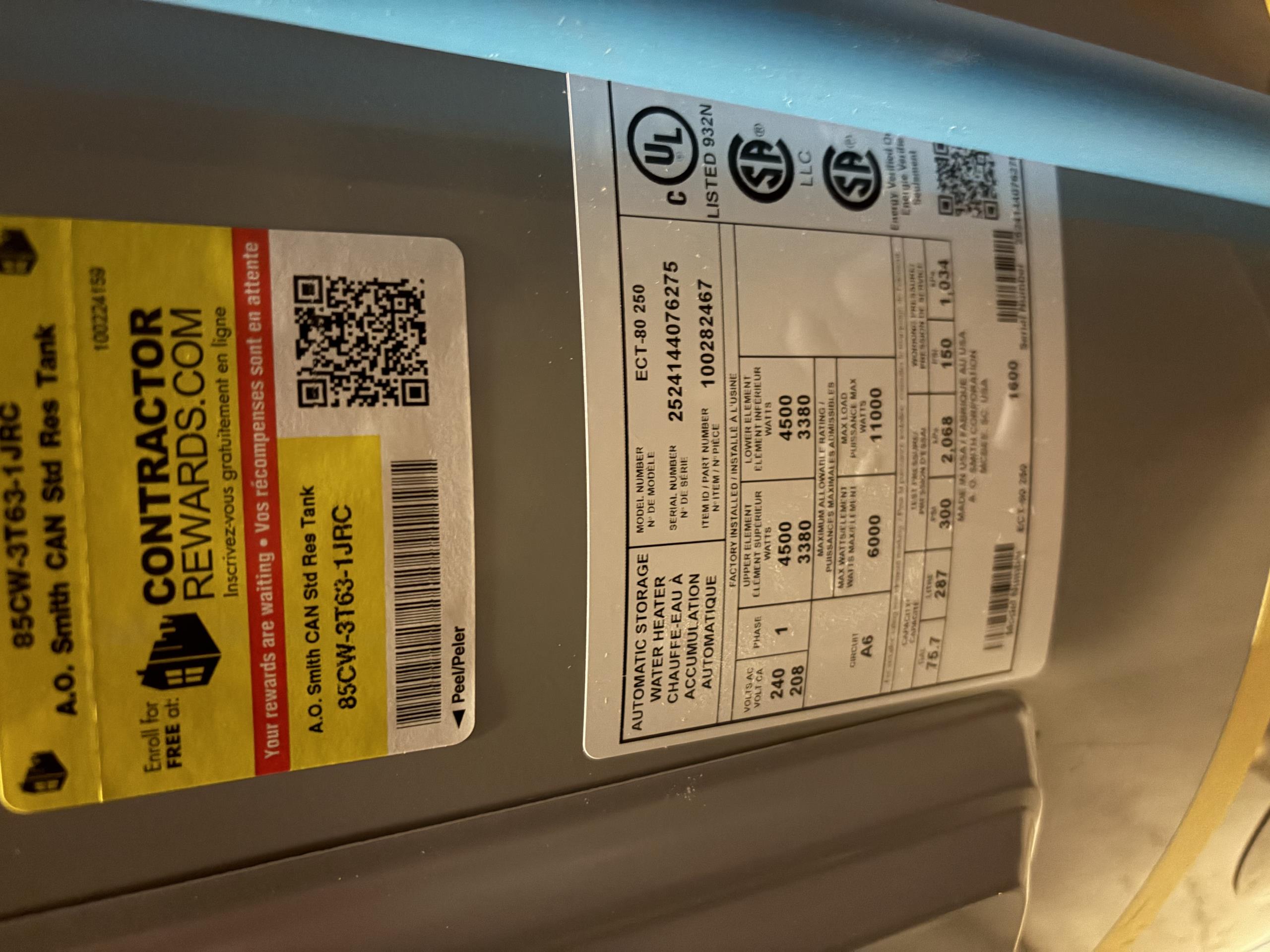 East York, ON - Install Electric Hot Water Tank