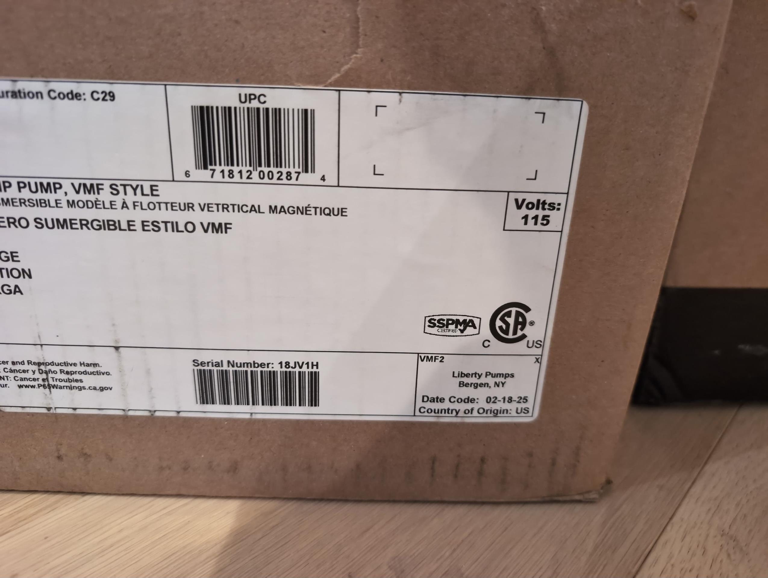 supply and install sump pump