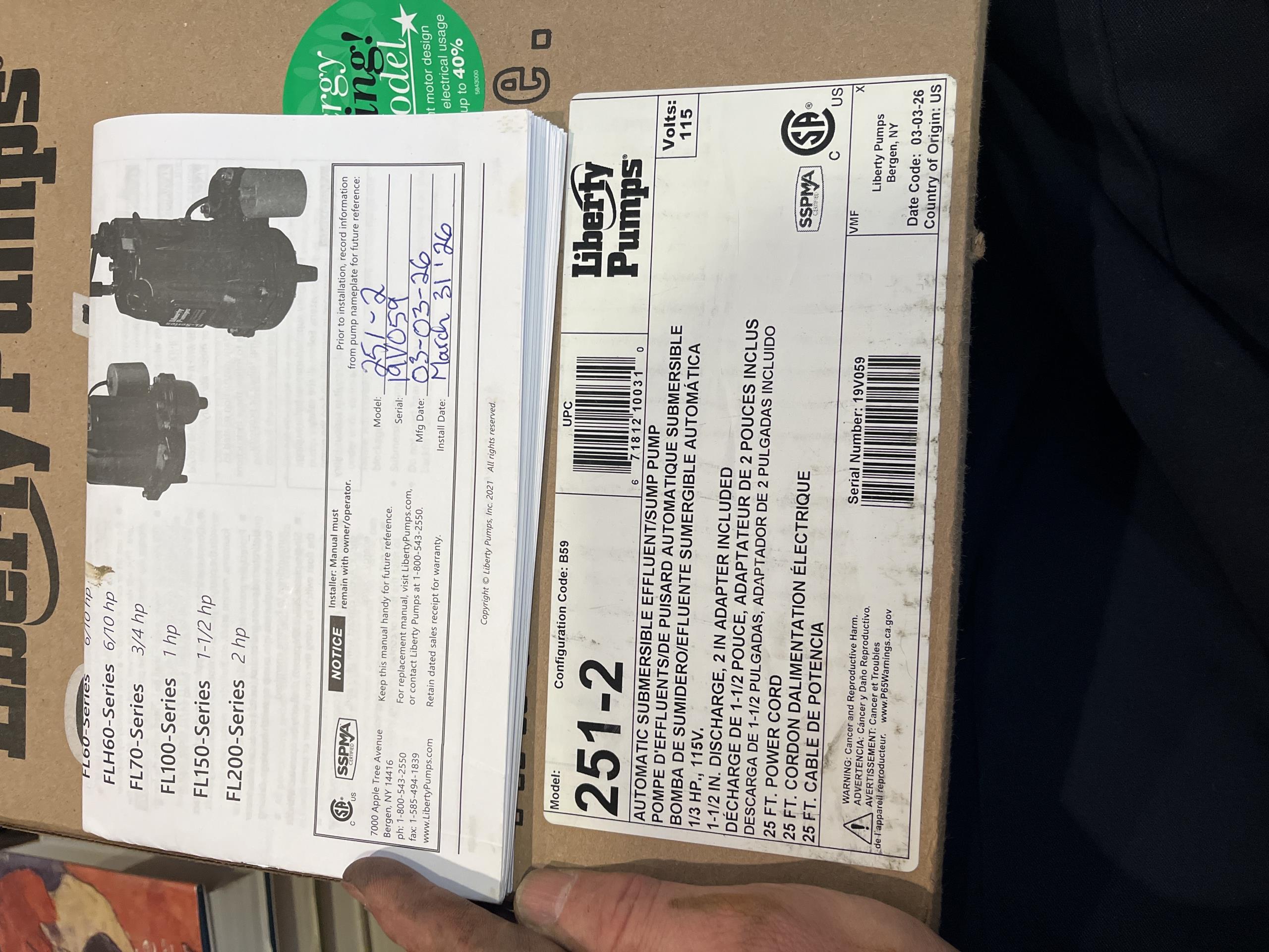 Etobicoke, ON - Replaced sump pump