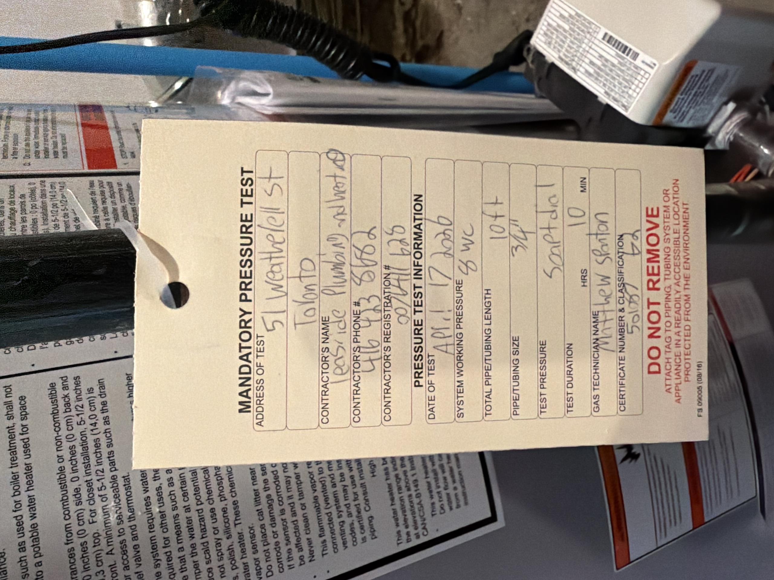 York, ON - Leak at HWTank